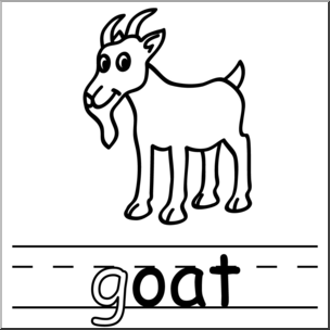 Clip Art: Basic Words: -oat Phonics: Goat B&W