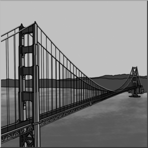 Clip Art: Golden Gate Bridge Grayscale