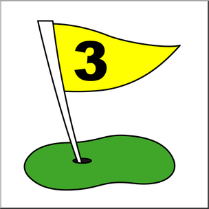 Clip Art: Number Set 3: Golf Flag 03 Color