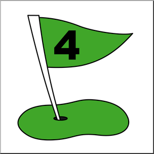 Clip Art: Number Set 3: Golf Flag 04 Color