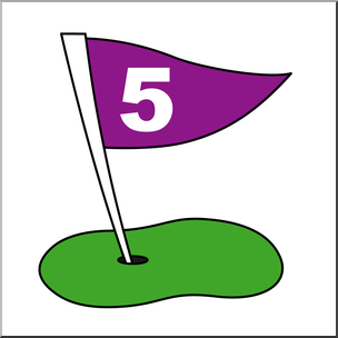 Clip Art: Number Set 3: Golf Flag 05 Color