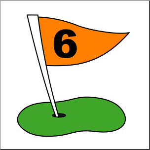Clip Art: Number Set 3: Golf Flag 06 Color