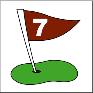 Clip Art: Number Set 3: Golf Flag 07 Color