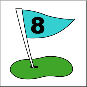 Clip Art: Number Set 3: Golf Flag 08 Color