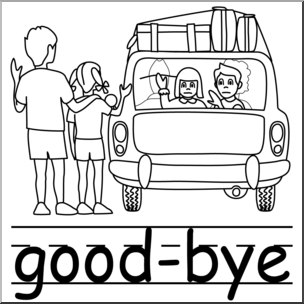 Clip Art: Basic Words: Good-bye B&W Labeled