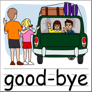Clip Art: Basic Words: Good-bye Color Labeled