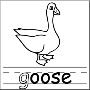 Clip Art: Basic Words: -oose Phonics: Goose B&W