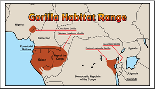 Clip Art: Habitat Map: Gorilla Color