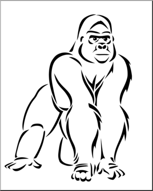 Clip Art: Gorilla 2 B&W