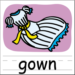 Clip Art: Basic Words: Gown Color Labeled