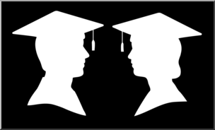 Clip Art: Graduates Silhouette 02 B&W 02