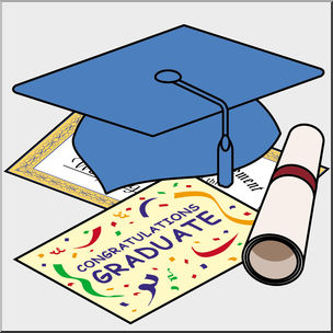 Clip Art: Graduation Illustration Blue Cap