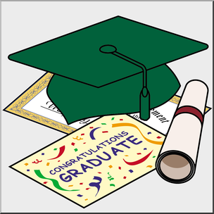 Clip Art: Graduation Illustration Green Cap