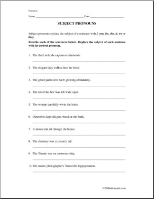 Pronouns (elem/ upper elem) Worksheets