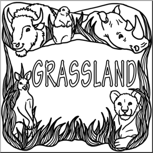 Clip Art: Biome Icons: Grassland B&W