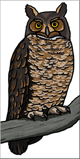 Clip Art: Great Horned Owl Color 2