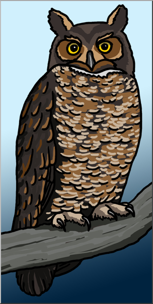 Clip Art: Great Horned Owl Color 1
