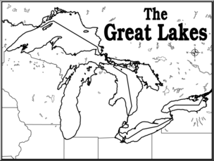 Clip Art: Great Lakes Map 1 B&W Blank