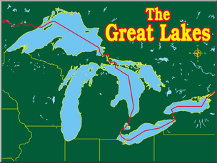 Clip Art: Great Lakes Map 1 Color Blank