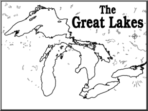 Clip Art: Great Lakes Map 2 B&W Blank