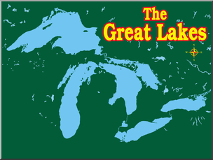 Clip Art: Great Lakes Map 2 Color Blank