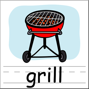 Clip Art: Basic Words: Grill Color Labeled