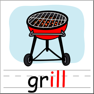 Clip Art: Basic Words: -ill Phonics: Grill Color