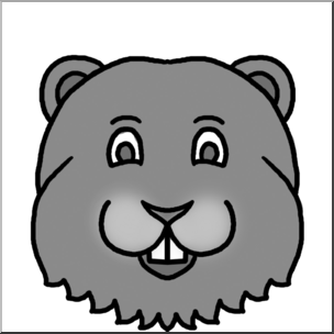 Clip Art: Cartoon Animal Faces: Groundhog Grayscale