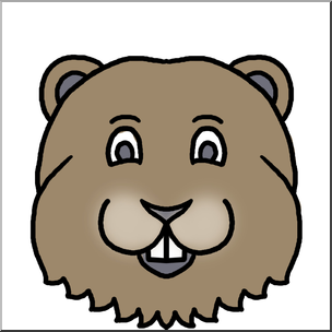 Clip Art: Cartoon Animal Faces: Groundhog Color