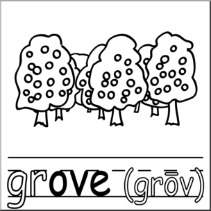 Clip Art: Basic Words: -ove Phonics: Grove B&W