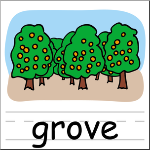 Clip Art: Basic Words: Grove Color Labeled