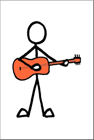Clip Art: Stick Guy Guitar Player Color