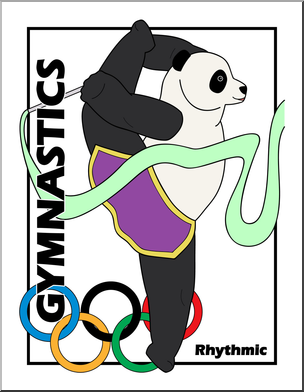 Clip Art: Cartoon Olympics: Panda Gymnastics Rhythmic Color