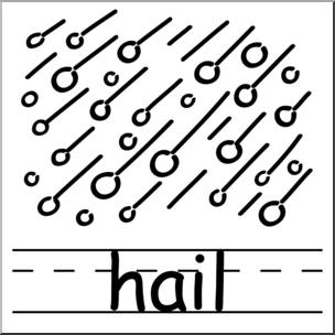 Clip Art: Basic Words: Hail B&W Labeled