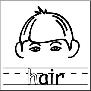 Clip Art: Basic Words: -air Phonics: Hair B&W