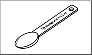Clip Art: Measuring Spoons: Half Teaspoon B&W