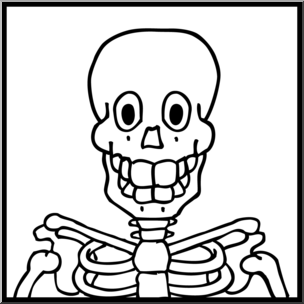 Clip Art: Halloween Faces: Skeleton B&W