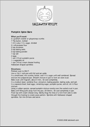 Recipes: Halloween Pumpkin Spice Bars