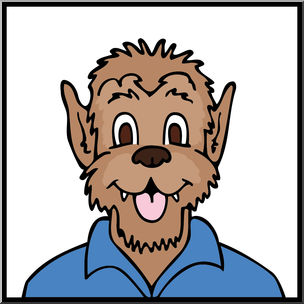 Clip Art: Halloween Faces: Werewolf Color