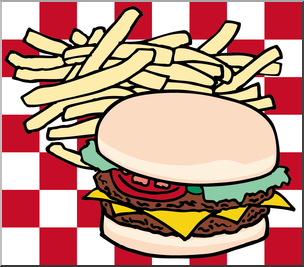 Clip Art: Hamburger & Fries Color