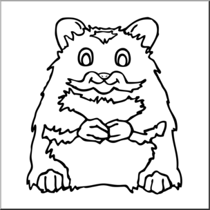 Clip Art: Cartoon Hamster B&W