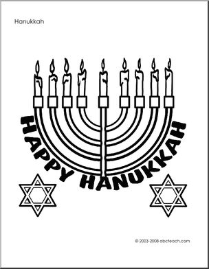 Coloring Page: Menorah_Happy Hanukkah