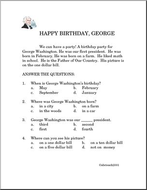 Comprehension: Happy Birthday, George (primary)