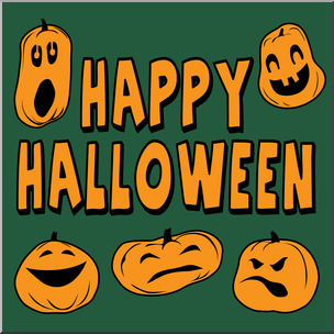Clip Art: Happy Halloween 02 Color