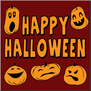 Clip Art: Happy Halloween 04 Color