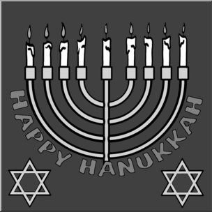 Clip Art: Happy Hanukkah Grayscale
