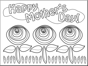 Clip Art: Happy Mother’s Day 1 B&W