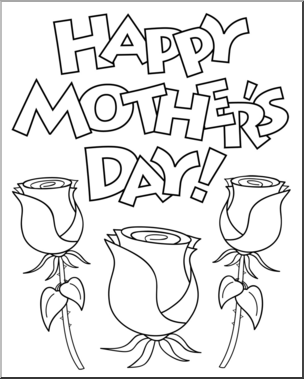 Clip Art: Happy Mother’s Day 2 B&W