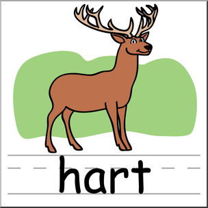 Clip Art: Basic Words: Hart Color Labeled