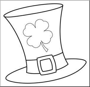 Clip Art: Leprechaun Hat 2 B&W